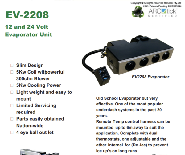 Rencool EV-2208 – 12V & 24V Evaporator Unit - Image 2